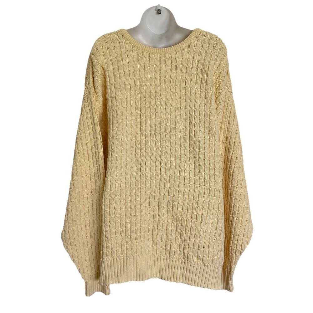 Vintage Burberrys London Men's Cable Knit Sweater L Yellow Grandpa Golf USA